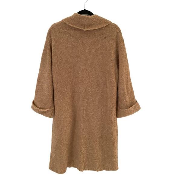 Lush Shawl Lapel Long Cardigan in Camel Long Sleeve Pockets Size Small - Picture 6 of 10